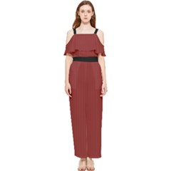 Chili Oil Red - Draped Sleeveless Chiffon Jumpsuit