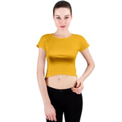 Chinese Yellow - Crew Neck Crop Top by FashionLane