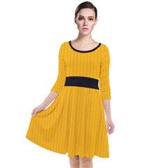 Chinese Yellow - Quarter Sleeve Waist Band Dress by FashionLane