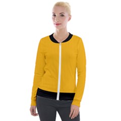 Chinese Yellow - Velvet Zip Up Jacket by FashionLane