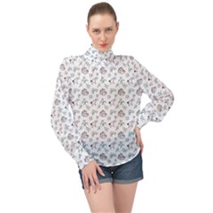 Jessica s Doodles High Neck Long Sleeve Chiffon Top by pishposhpal