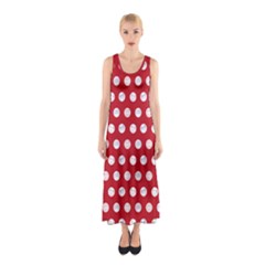 Red Polka-dot Doodles Sleeveless Maxi Dress by pishposhpal