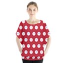 Red Polka-dot Doodles Batwing Chiffon Blouse View1