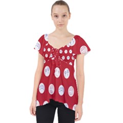 Red Polka-dot Doodles Lace Front Dolly Top by pishposhpal