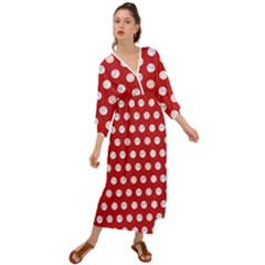 Red Polka-dot Doodles Grecian Style  Maxi Dress by pishposhpal