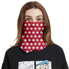 Red Polka-dot Doodles Face Covering Bandana (two Sides)