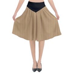 Wood Brown - Flared Midi Skirt by FashionLane