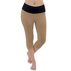 Wood Brown - Lightweight Velour Capri Yoga Leggings by FashionLane