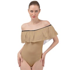 Wood Brown - Off Shoulder Velour Bodysuit  by FashionLane