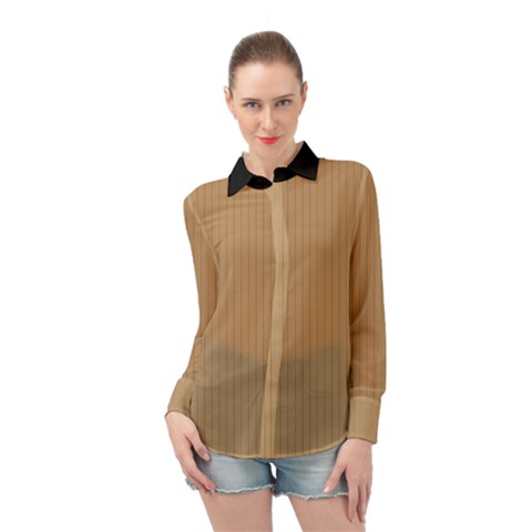 Wood Brown - Long Sleeve Chiffon Shirt by FashionLane