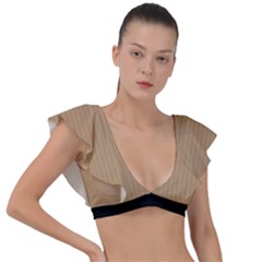 Wood Brown - Plunge Frill Sleeve Bikini Top by FashionLane