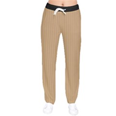 Wood Brown - Women Velvet Drawstring Pants