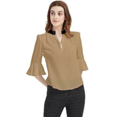 Wood Brown - Loose Horn Sleeve Chiffon Blouse