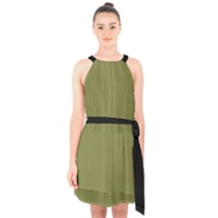 Woodbine Green - Halter Collar Waist Tie Chiffon Dress by FashionLane