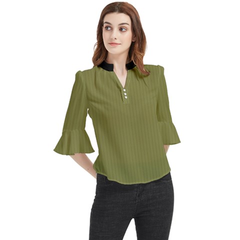 Woodbine Green - Loose Horn Sleeve Chiffon Blouse by FashionLane