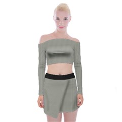 Trout Grey - Off Shoulder Top With Mini Skirt Set by FashionLane