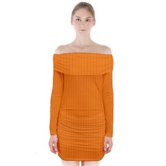 Turmeric Orange - Long Sleeve Off Shoulder Dress by FashionLane