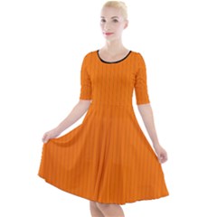 Turmeric Orange - Quarter Sleeve A-line Dress by FashionLane