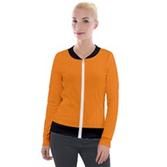 Turmeric Orange - Velvet Zip Up Jacket by FashionLane