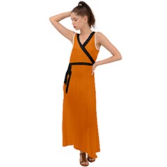 Turmeric Orange - V-neck Chiffon Maxi Dress by FashionLane