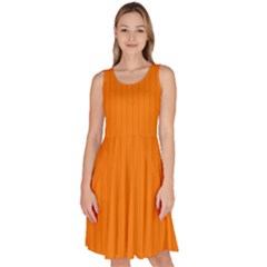 Turmeric Orange - Knee Length Skater Dress With Pockets by FashionLane