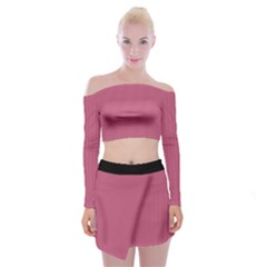 Tulip Pink - Off Shoulder Top With Mini Skirt Set by FashionLane