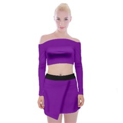 Violet Purple - Off Shoulder Top With Mini Skirt Set by FashionLane