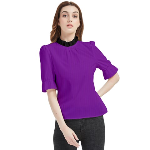 Violet Purple - Frill Neck Blouse by FashionLane