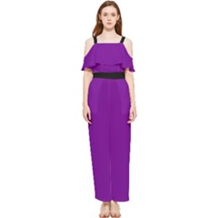 Violet Purple - Draped Sleeveless Chiffon Jumpsuit by FashionLane