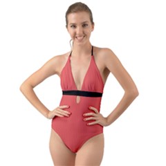 Valentine Red - Halter Cut-out One Piece Swimsuit by FashionLane