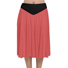 Valentine Red - Velvet Flared Midi Skirt by FashionLane