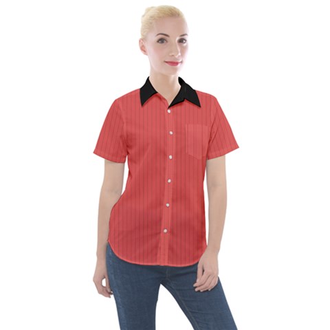 Valentine Red - Women s Short Sleeve Pocket Shirt by FashionLane