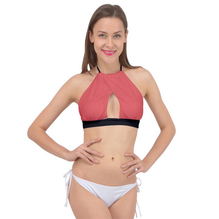 Valentine Red - Cross Front Halter Bikini Top