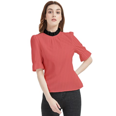 Valentine Red - Frill Neck Blouse by FashionLane