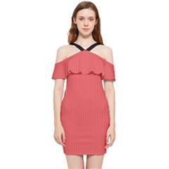 Valentine Red - Shoulder Frill Bodycon Summer Dress