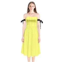 Unmellow Yellow - Shoulder Tie Bardot Midi Dress by FashionLane