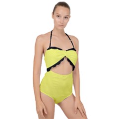 Unmellow Yellow - Scallop Top Cut Out Swimsuit