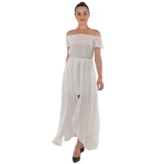 Alabaster - Off Shoulder Open Front Chiffon Dress by FashionLane