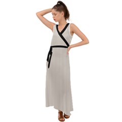 Alabaster - V-neck Chiffon Maxi Dress by FashionLane