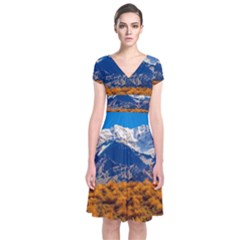 Aconcagua Park Landscape, Mendoza, Argentina Short Sleeve Front Wrap Dress