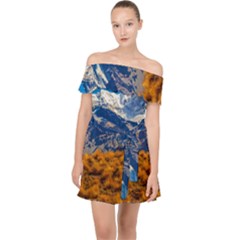 Aconcagua Park Landscape, Mendoza, Argentina Off Shoulder Chiffon Dress by dflcprintsclothing