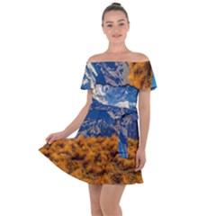 Aconcagua Park Landscape, Mendoza, Argentina Off Shoulder Velour Dress by dflcprintsclothing