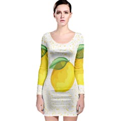 Illustration Sgraphic Lime Orange Long Sleeve Bodycon Dress