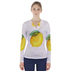 Illustration Sgraphic Lime Orange V-neck Long Sleeve Top