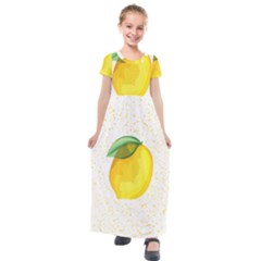 Illustration Sgraphic Lime Orange Kids  Short Sleeve Maxi Dress by HermanTelo