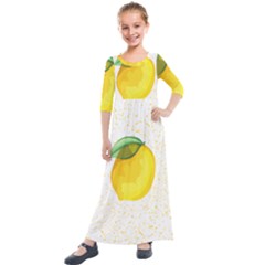 Illustration Sgraphic Lime Orange Kids  Quarter Sleeve Maxi Dress