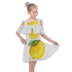 Illustration Sgraphic Lime Orange Kids  Shoulder Cutout Chiffon Dress by HermanTelo