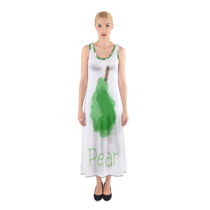 Pear Fruit Watercolor Painted Sleeveless Maxi Dress