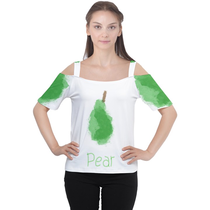 Pear Fruit Watercolor Painted Cutout Shoulder Tee