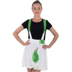 Pear Fruit Watercolor Painted Velvet Suspender Skater Skirt